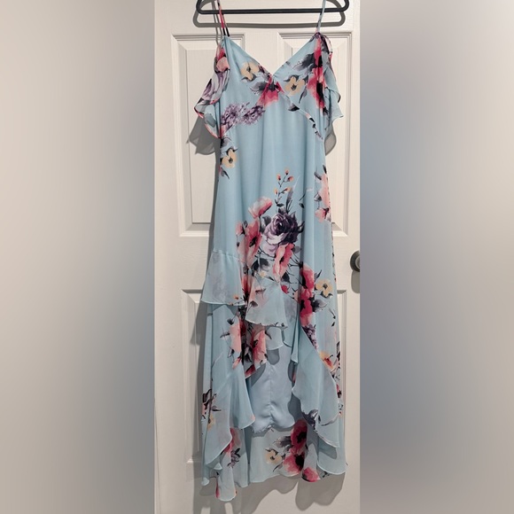 Lulu's Light Blue Floral dress - Picture 2 of 7
